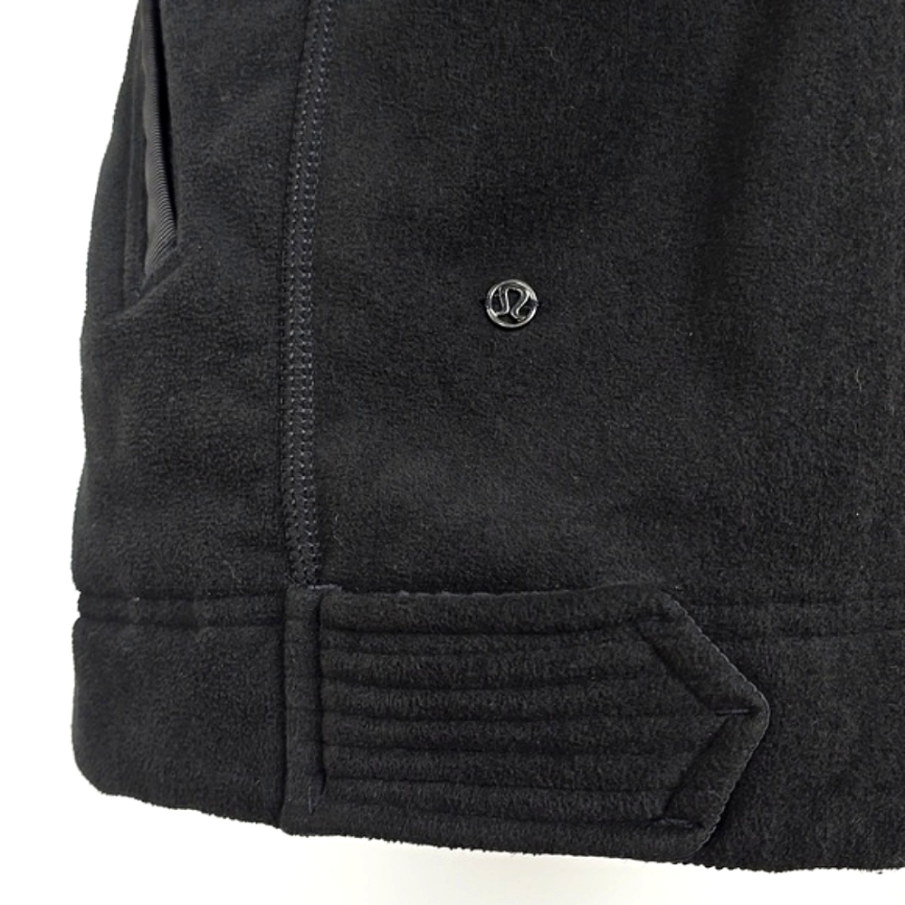 Lululemon Women's Moto Jacket Black Thick Soft Fleece Loose Fit Long Length Sz 4 - Picture 10 of 15
